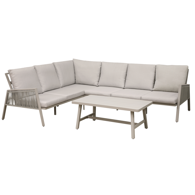 Dellonda DG57  Fusion Aluminium Outdoor Corner Sofa & Coffee Table Set 4pc