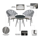 Dellonda DG58  Echo Aluminium Balcony Set with Tempered Glass Tabletop 3pc