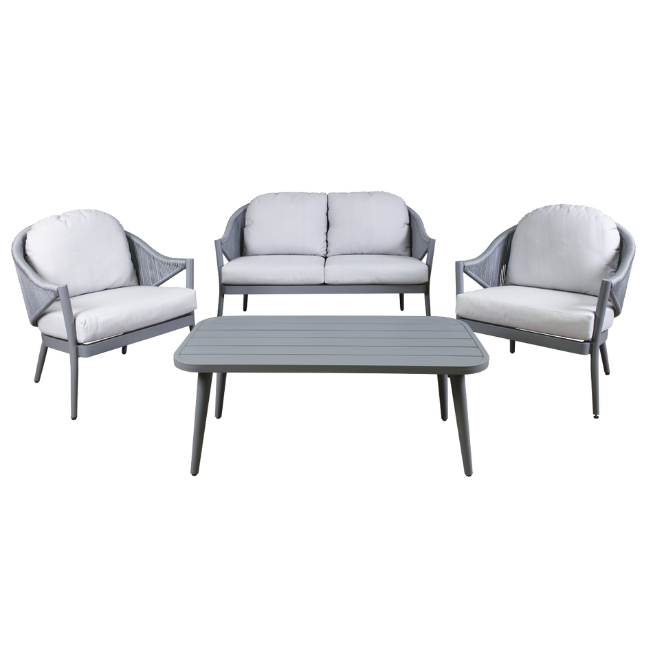 Dellonda DG59  Echo Aluminium Outdoor Sofa, Chair & Coffee Table Set 4pc
