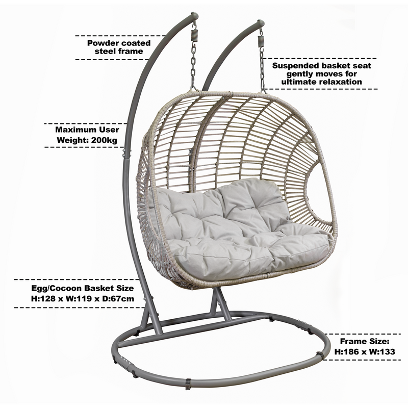 Dellonda DG61  Double Swinging Egg Chair with Cushion