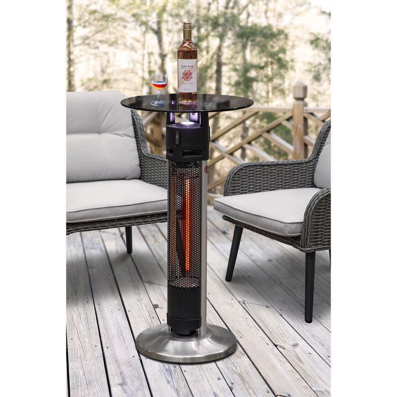 Dellonda DG63  Bistro Table with 1600W Heater, 95cm, Black/Stainless Steel