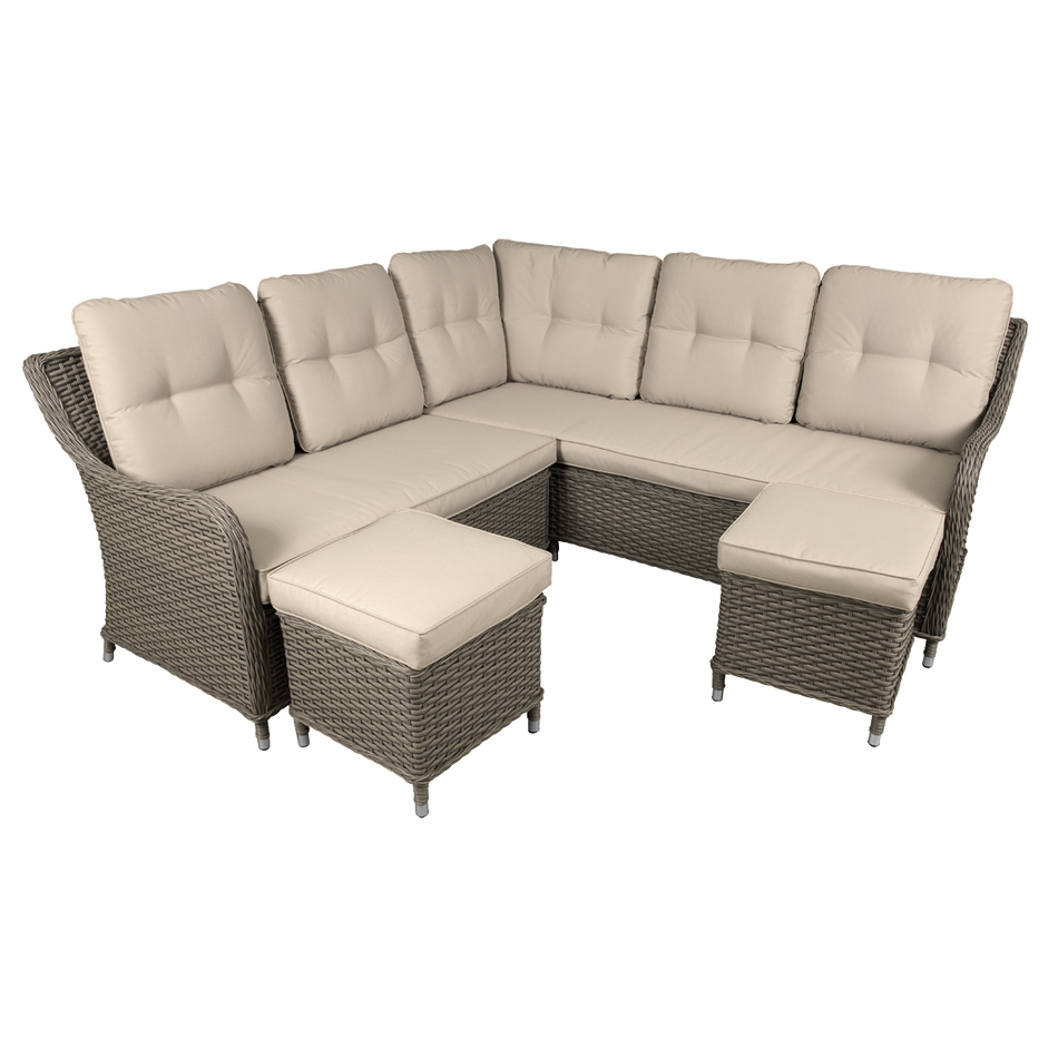 Dellonda DG72  Chester Rattan Wicker Outdoor 5-Seater Corner Sofa Set 4pc