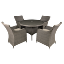 Dellonda DG84  Chester Rattan Wicker Outdoor Dining Set with Tempered Glass Tabletop 5pc