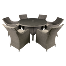 Dellonda DG85  Chester Rattan Wicker Outdoor Dining Set with Tempered Glass Tabletop 7pc