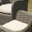 Dellonda DG86  Chester Rattan Wicker Outdoor Dining Set with Tempered Glass Tabletop 3pc