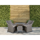 Dellonda DG86  Chester Rattan Wicker Outdoor Dining Set with Tempered Glass Tabletop 3pc