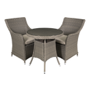 Dellonda DG86  Chester Rattan Wicker Outdoor Dining Set with Tempered Glass Tabletop 3pc