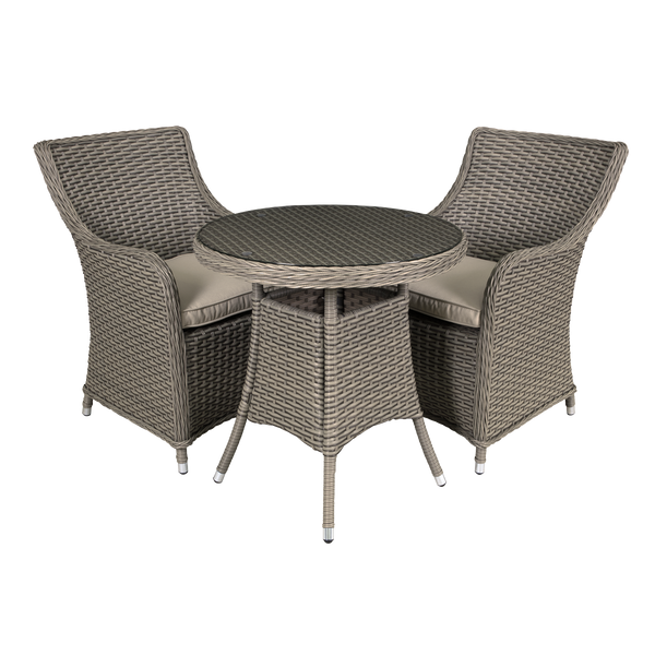 Sealey DG86 Dellonda Chester Rattan Wicker Outdoor Dining Set with Tempered Glass Tabletop 3pc