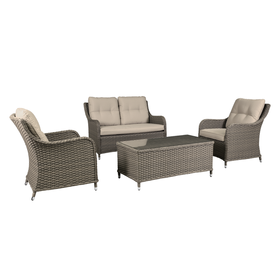 Dellonda DG87  Chester Rattan Wicker Outdoor Lounge Set 4pc