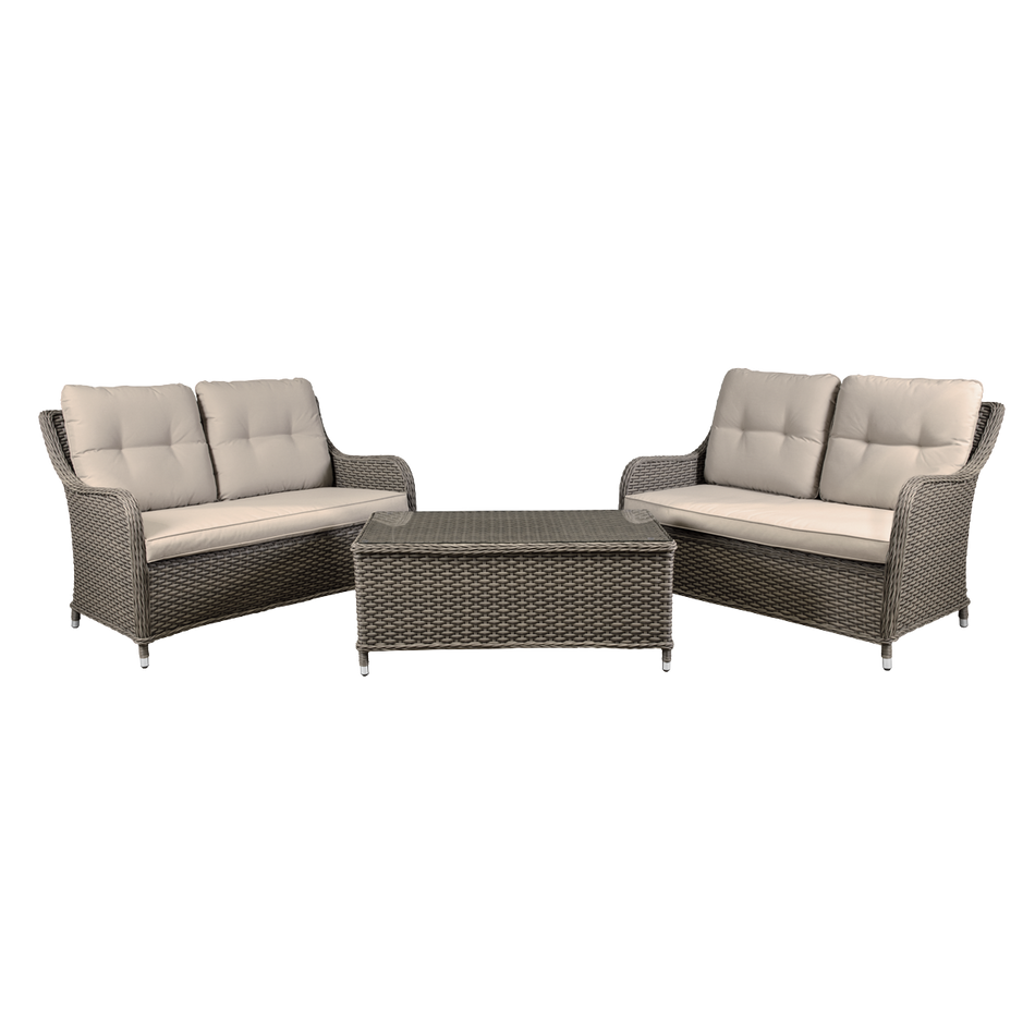 Dellonda DG88  Chester Rattan Wicker Outdoor Lounge Set 3pc