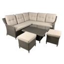 Dellonda DG89  Chester Rattan Wicker Outdoor 5-Seater Corner Sofa, Adjustable Table & Footstools Set 5pc