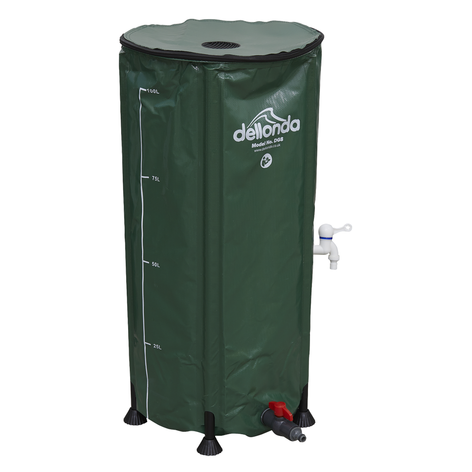 Dellonda DG8  Collapsible PVC Garden Water Butt with Zipped Lid & Drain Tap 100L