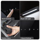 Baridi DH105  Angled Chimney Cooker Hood with Touch Controls & Carbon Filters 60cm - Black Glass