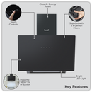 Baridi DH105  Angled Chimney Cooker Hood with Touch Controls & Carbon Filters 60cm - Black Glass