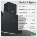 Baridi DH105  Angled Chimney Cooker Hood with Touch Controls & Carbon Filters 60cm - Black Glass