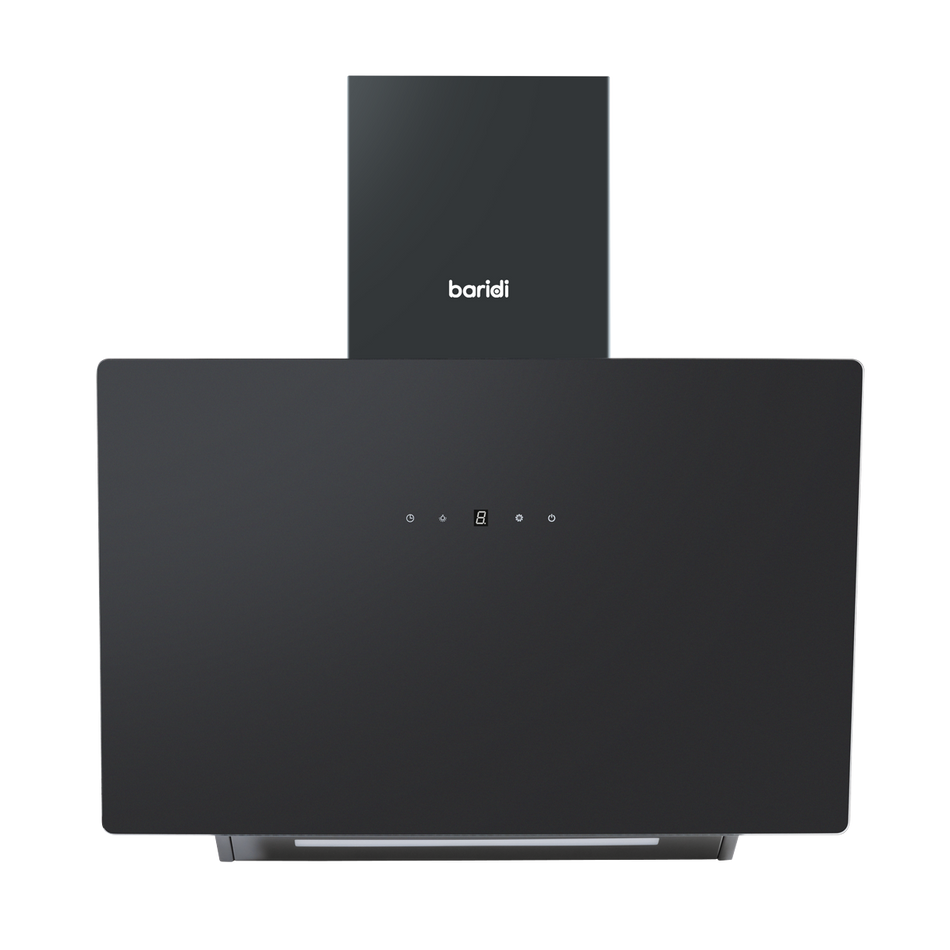 Baridi DH105  Angled Chimney Cooker Hood with Touch Controls & Carbon Filters 60cm - Black Glass