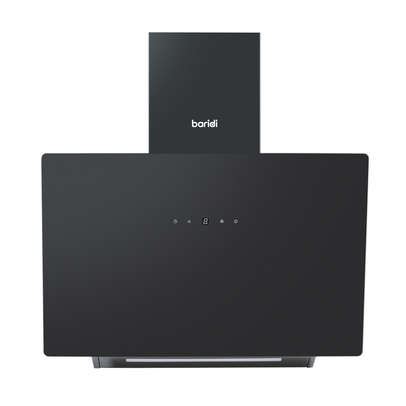 Baridi DH105  Angled Chimney Cooker Hood with Touch Controls & Carbon Filters 60cm - Black Glass