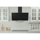 Baridi DH106  Angled Chimney Cooker Hood with Carbon Filters & LED Lamp 90cm, Energy Class A - Black Glass