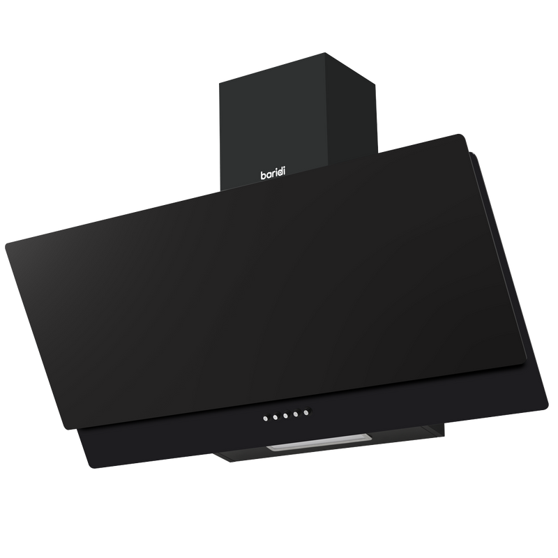 Baridi DH106  Angled Chimney Cooker Hood with Carbon Filters & LED Lamp 90cm, Energy Class A - Black Glass