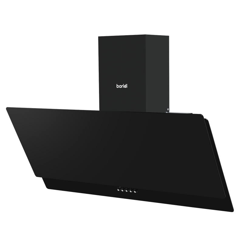 Baridi DH106  Angled Chimney Cooker Hood with Carbon Filters & LED Lamp 90cm, Energy Class A - Black Glass