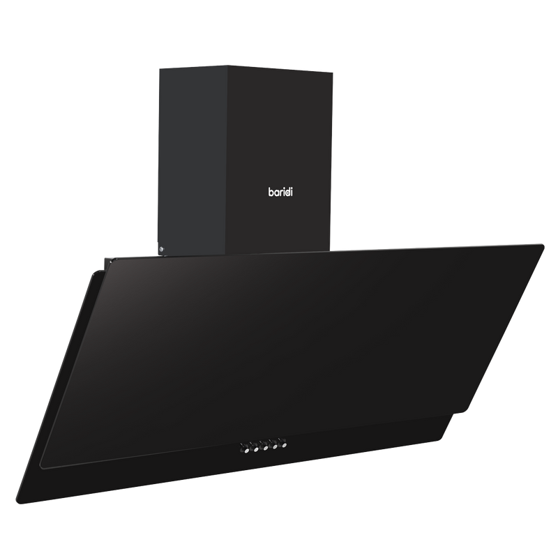 Baridi DH106  Angled Chimney Cooker Hood with Carbon Filters & LED Lamp 90cm, Energy Class A - Black Glass