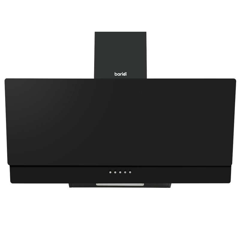 Baridi DH106  Angled Chimney Cooker Hood with Carbon Filters & LED Lamp 90cm, Energy Class A - Black Glass
