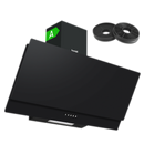 Baridi DH106  Angled Chimney Cooker Hood with Carbon Filters & LED Lamp 90cm, Energy Class A - Black Glass