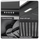 Baridi DH107  Visor Cooker Hood Extractor Fan 60cm - Black