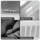 Baridi DH108  Visor Cooker Hood Extractor Fan 60cm - Stainless Steel