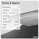 Baridi DH108  Visor Cooker Hood Extractor Fan 60cm - Stainless Steel