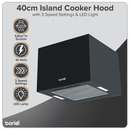 Baridi DH109  Square Island Cooker Hood 40cm - Black