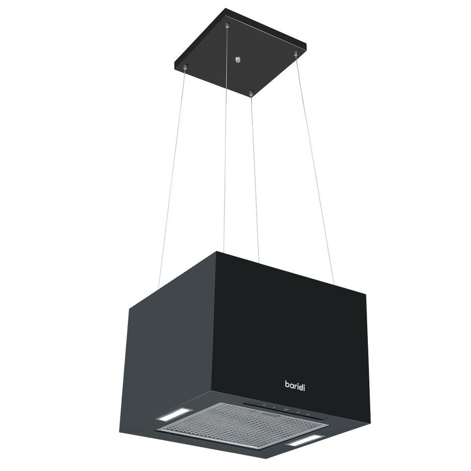 Baridi DH109  Square Island Cooker Hood 40cm - Black