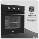 Baridi DH110  Built-In 5-Function Fan Assisted Oven with Timer 60cm, 55L Capacity - Black