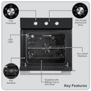 Baridi DH110  Built-In 5-Function Fan Assisted Oven with Timer 60cm, 55L Capacity - Black