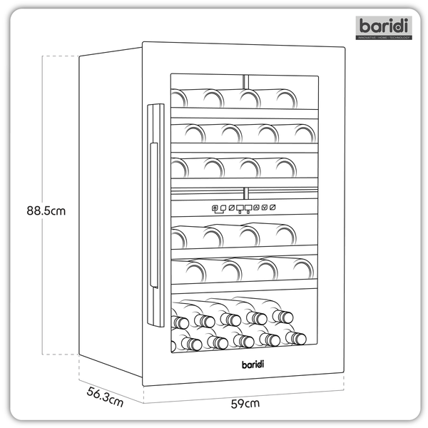 Baridi DH118  57 Bottle Dual Zone Wine Fridge & Cooler 60cm