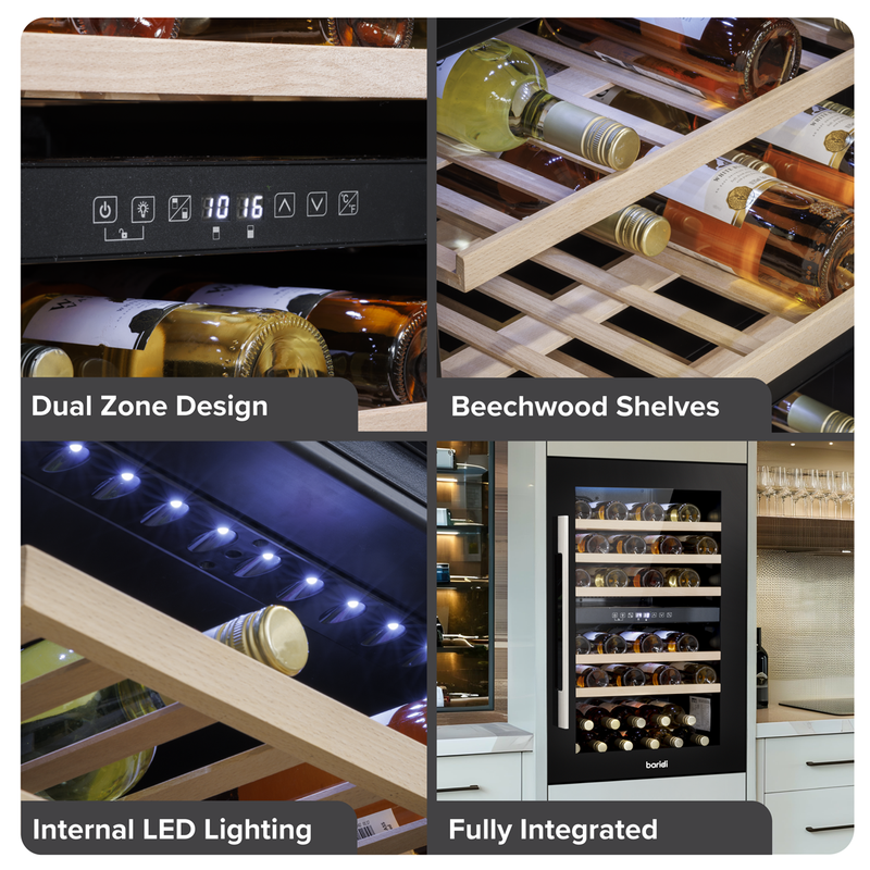 Baridi DH118  57 Bottle Dual Zone Wine Fridge & Cooler 60cm
