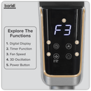 Baridi DH141  Pedestal Fan with Remote Control & 12hr Timer 12" - Grey