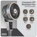 Baridi DH141  Pedestal Fan with Remote Control & 12hr Timer 12" - Grey