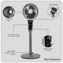 Baridi DH141  Pedestal Fan with Remote Control & 12hr Timer 12" - Grey