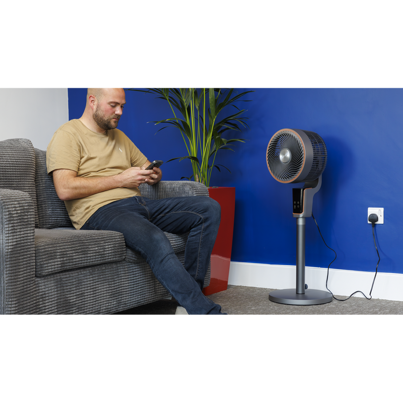 Baridi DH141  Pedestal Fan with Remote Control & 12hr Timer 12" - Grey