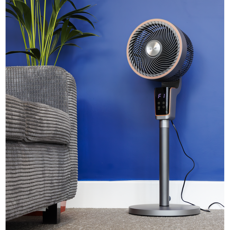 Baridi DH141  Pedestal Fan with Remote Control & 12hr Timer 12" - Grey