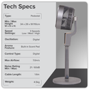 Baridi DH141  Pedestal Fan with Remote Control & 12hr Timer 12" - Grey