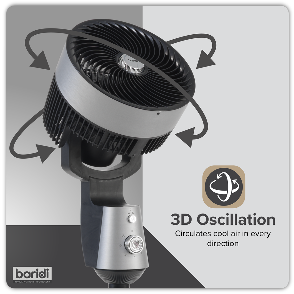 Baridi DH142  Pedestal Fan with Manual Control 10" - Grey