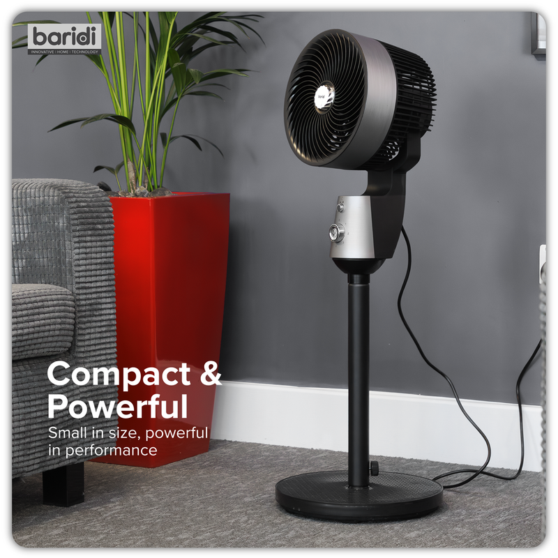 Baridi DH142  Pedestal Fan with Manual Control 10" - Grey