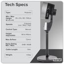 Baridi DH142  Pedestal Fan with Manual Control 10" - Grey