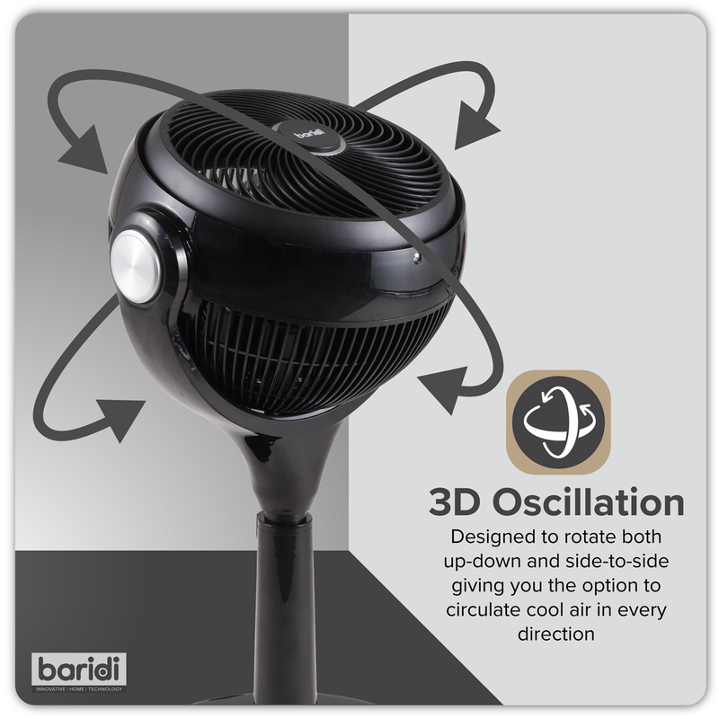 Baridi DH143  Pedestal Fan with Remote Control 10" - Black