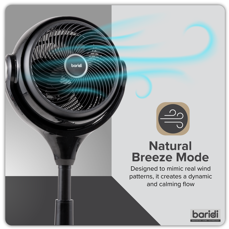 Baridi DH143  Pedestal Fan with Remote Control 10" - Black