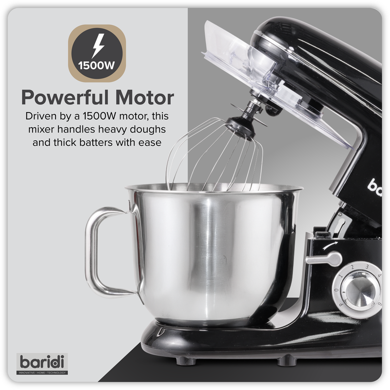 SEALEY DH173 Baridi 1500W Stand Mixer with Accessories 6L - Black