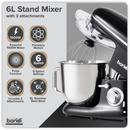 SEALEY DH173 Baridi 1500W Stand Mixer with Accessories 6L - Black