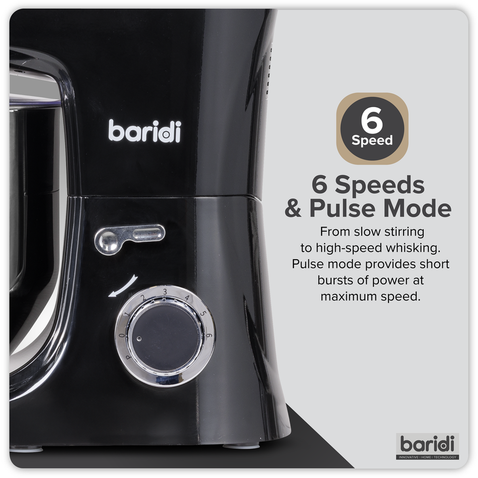 SEALEY DH174 Baridi 1800W Stand Mixer with Accessories 8L - Black